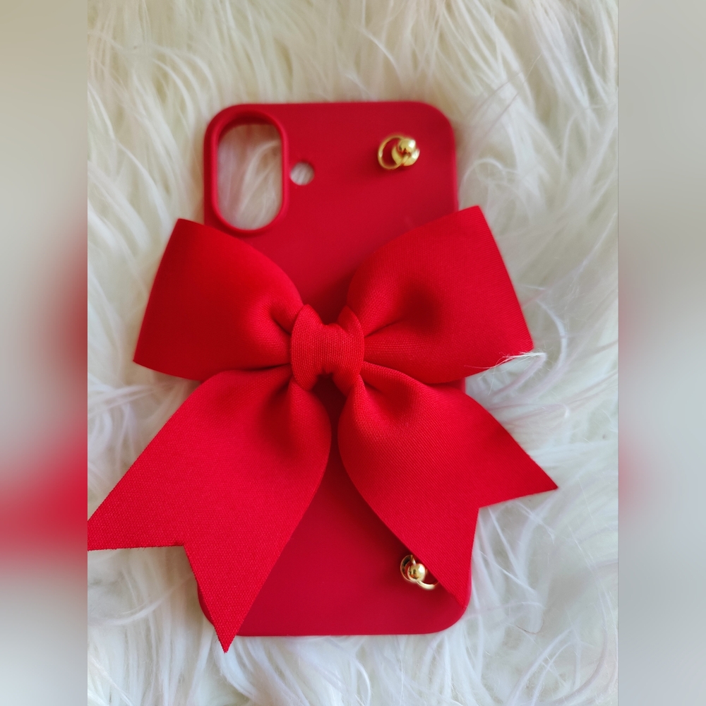 iPhone 16 Plus red phone case with bow